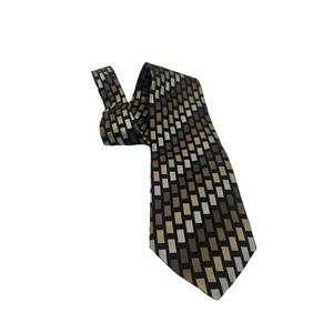 VALERIO GARATI Tie 100% Silk Hand Made ITALY, Gold, Silver, Black Luxury Necktie